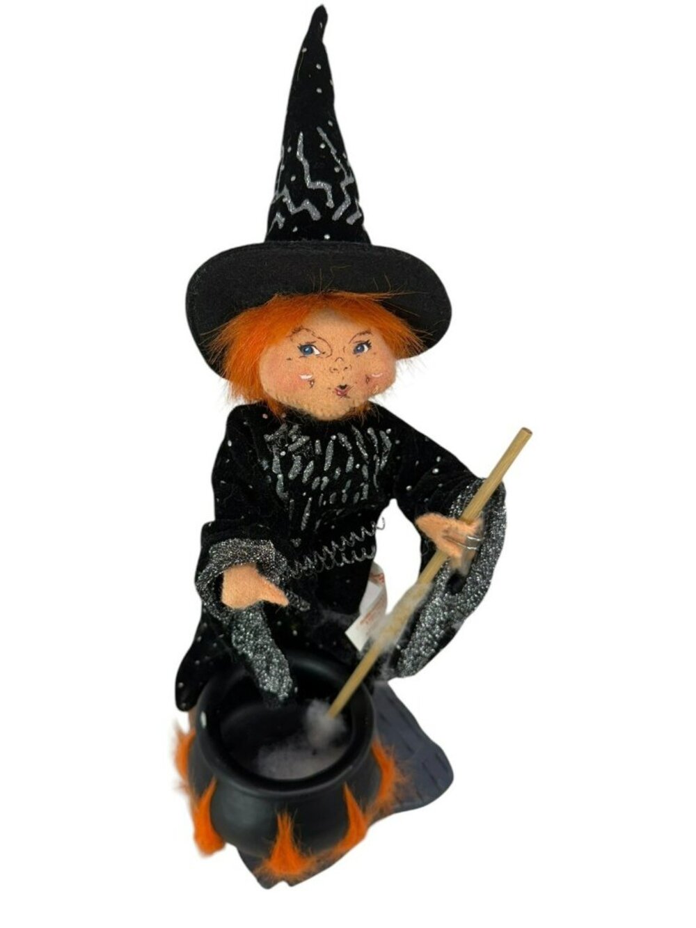 Vintage 2003 Annalee Hagatha Witch w/ Cauldron Brewing #3328 Halloween 12" RARE
